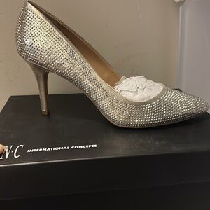INC. pearl gold pumps. Never worn. Has replacement rhinestones in box. Size 8.5